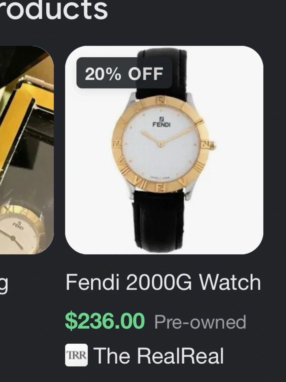 Fendi 2000G Gold and Black Men’s Dress Watch
